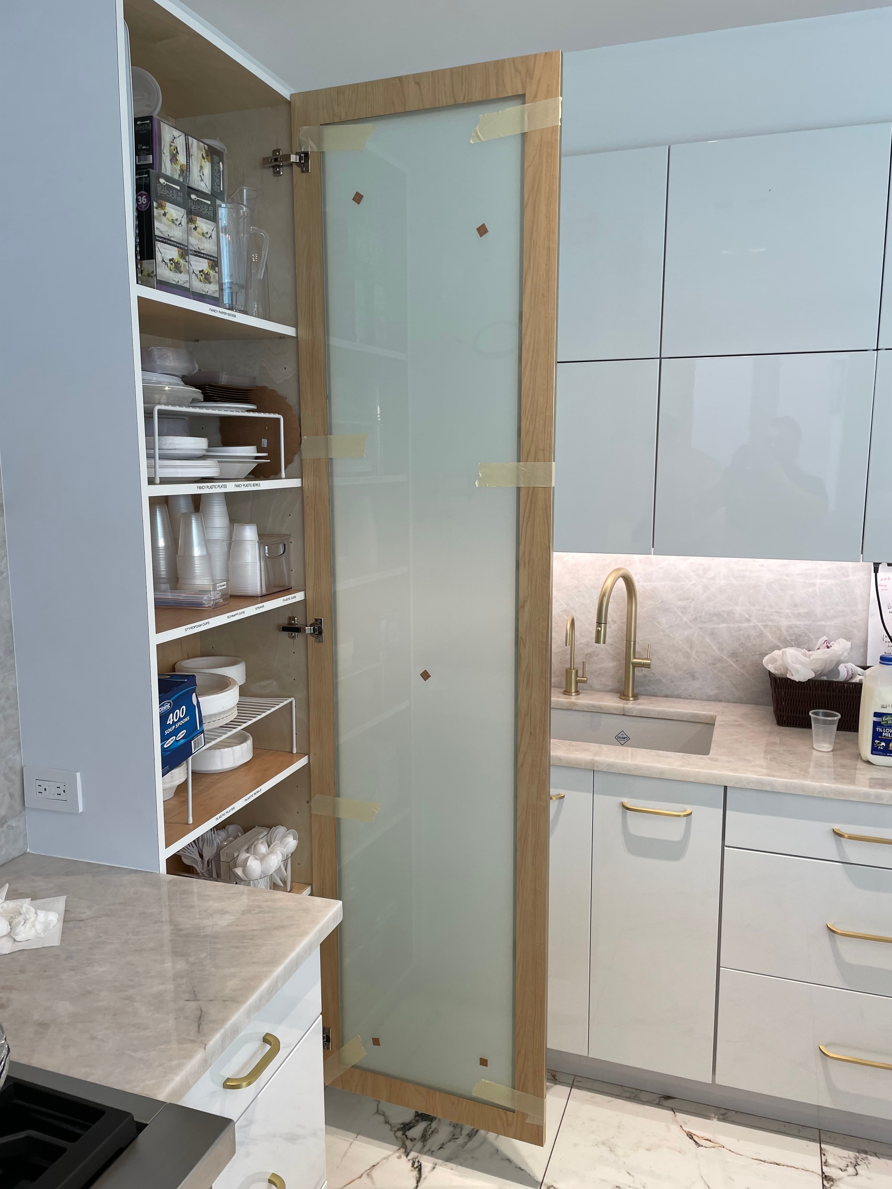 1/4" White Laminate glass sample for shower doors and glass installations